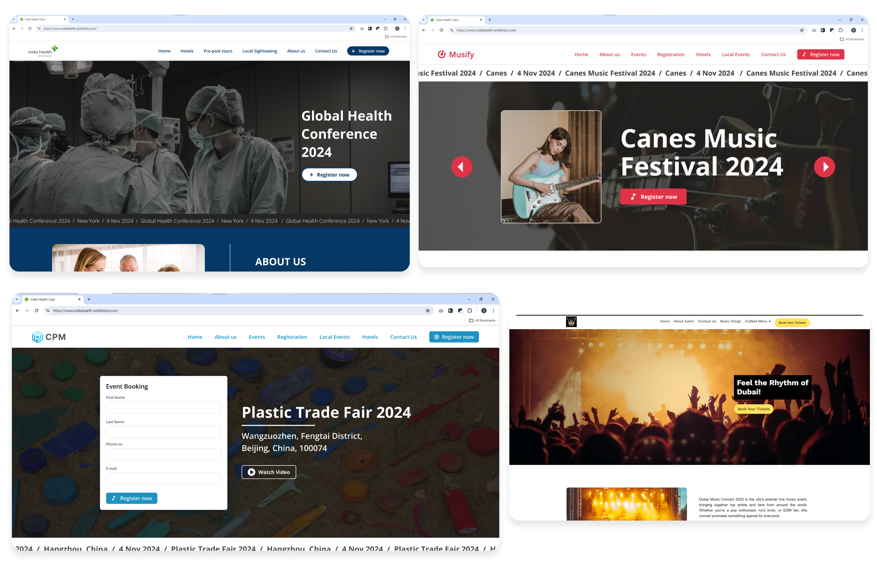 Event registration dashboard